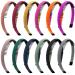 Duufin 12 pieces hair ripe with comb headband with teeth plastic headband teeth comb headband plastic comb hair band satin hair tires for women girls iridate