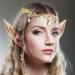 Hicarer Rhinestone Leaf Wedding Tiara Crown Headband for Brides - Gold Fairy Pixie Elf Ears - Ideal for Pageants, Prom & Cosplay - Buy Online on GoSupps.com