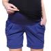 Mija - Maternity Shorts Pants Trousers with Over Bump Panel 1047 L Blue