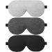 3 Pack Organic Cotton & Bamboo Sleep Eye Masks by Alaska Bear - No Pressure Contoured Design - Black, Grey, Silver - Buy Online on GoSupps.com