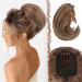 Feshfen hair part dutt with COMB short hair part horse tail haardutt chignon synthetic hair parts artificial hair dutt extensions with comb cord strain for women brown mix blonde