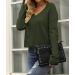 MIROL Women's Waffle Knit V Neck Cropped Sweater - Armygreen | Long Sleeve Pullover for Casual Style - Buy Online on GoSupps.com