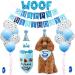Dog birthday party accessories dog birthday bandana hat set bandana Happy Birthday Banner triangle scarf paw printing balloon cute fly for pet girls party accessories (blue)