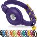 Oopsdoggy Airtag cat collar made of leather with bells not tearable with Apple Airtag holder light GPS pet collar for girls boys cats small dogs puppies (purple)