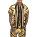 Daupanzees Men's Luxury Casual Button Down Short Sleeve Hawaiian Shirt Suits Gold X-Large
