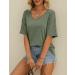 MIROL Women's Half Sleeve V Neck T Shirt - Oversized Loose Top in Large Armygreen - Buy Online on GoSupps.com