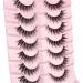 Milllruez False Eyelashes Cat Eye Natural Look - 7 Pairs Pack, Fluffy Faux Mink, Volume Spiky, Clear Band - Wispy & Wet Look Lashes - Buy Online on GoSupps.com