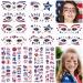 20 Sheets 4th of July Face Art Tattoo Temporary Gold Glitter Tattoo Stickers 100Pcs Independence Day Tattoo Kit American Flag Accessories for Women Kids Makeup Costume Parade Party School