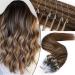 SEGO Microring Extensions Real Hair Extensions Micro Loop Bondings Human Hair Medium Brown/Honey Blonde #4p27 20"(50cm)-50g