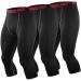 NELEUS Men's Dry Fit Compression Pants Workout Running Leggings Large Capris: Black(grey Stripe) 3 Pack