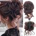 Long beard ball head wig bun grab clip Fluffy natural scrunchie bridal cocktail hairpin Messy Hair Bun Extensions Curly Wavy Hair Scrunchies claw Clip Messy Bun Hairpiece (Dark brown)