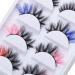 Gootrades 5 Pairs 3D Colored False Eyelashes Pack - Fluffy Faux Mink Color Eye Lashes Strip for Daily Christmas Cosplay - Red/Pink/Blue/Green/Purple Two-Toned Fake Lashes - Buy Online on GoSupps.com