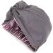 Sustainably Silk Sleeping Turban Wrap - Vegan Bamboo Silk Sleep Cap for Curly Hair Light Grey/Lavender - Buy Online on GoSupps.com
