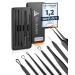 Neumann blackhead remover set (rustproof stainless steel) for removing pimples blackheads & co.- Comedon squeezer lifter remover - Various tools: loops tweezers lancets black black anodized