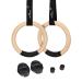 UNICLI Sports Gymnastic Rings with Adjustable Straps - 1.2inch 1500lbs Wooden Olympic Rings - 16.5ft Numbered Straps - Home Gym Full Body Workout