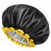 Mikimini Black Shower Hoods for Women Men & Girls - 2 Pack Waterproof Reusable Double-Fold Shower Hats with Soft PEVA Lining - Comfortable Medium Size Black & Yellow - Buy Online on GoSupps.com