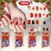 4 Boxs Christmas Fake Nails Artificial Fake Stiletto Fingernails Artificial Full Cover Fingernails For Christmas party nail decoration(Short armour)