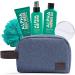 Bath Set for Men - Mens Spa Gift Set 6 Pcs Men Body Wash Gift Set with Eucalyptus Scent Birthday Gifts Set for Men Includes Face Wash Shower Gel Body Lotion Shampoo Bar Travel Bag Men Gift Basket