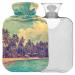 NAANLE hot hot water bottle with reference tropical beach Transparent hot water bottle 2l large hot hot water bottle for menstrual cramps pain relief handfoots heat and cold therapy