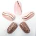 Novo Ovo Short Oval Almond Pink French Tip Press-On Nails - Glitter White Heart Artificial Fingernails with Glue | Shop Internationally! - Buy Online on GoSupps.com