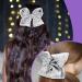 Sibba 8 Inch Sequin Hair Bow Clip for Girls and Women - Silver Glitter Oversized Barrette for Pigtail Hairstyles - Sweet Accessory - Buy Online on GoSupps.com