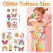 20 Sheets FANOST Glitter Hippie Temporary Tattoos for Kids - Assorted Groovy 70s Love and Peace Designs - Waterproof Fake Tie Dye Tattoos for Girls - Party Favors - Buy Online on GoSupps.com
