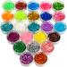 Fandamei 24 colors glitter holographic sequins set glitter powder glitter colorful iridescent flakes for festival decoration handicrafts DIY nail design B-chunky glitter