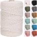 NOANTA 4mm 109yards Macrame Cord Natural Color Cotton Rope for Wall Hanging  Plant Hangers  Crafts  Knitting Natural Color 4mm 109yards