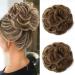 JJstar 2PCS Messy Bun Hair Piece Curly Fake Hair Buns Donut Tousled Updo High Heat Resistant Synthetic Fiber Hair Scrunchies Pieces for Women Girls Ponytail Extension Brunette/ Ash Blonde