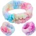 FROG SAC Spa Headband for Washing Face and Matching Wristbands, Teen Girls Fuzzy Skincare Headbands, Kids Soft Facial Makeup Head Band, Shower Skin Care Girl Hair Sleepover Party Supplies (Tie Dye)
