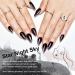 GLAMERMAID Black Glitter Jelly Press on Nails Set - Handmade Gel Nails | Medium Almond Shape Galaxy Acrylic False Nail Kit for Women Girls - 24Pcs - Buy Online on GoSupps.com