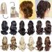 Fashion Claw on Ponytail Long Short Cute Clip in Pony Tail Hair Extensions Handy Jaw Wavy 12" - Ash Blonde