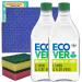 Eco Washing up Liquid Bundle with 2x Ecover Washing up Liquid Lemon & Aloe Vera 450ml 2x Sponge Scourer 2x All Purpose Cloths and 1x JenBurr leaflet
