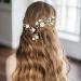 5-Piece Gold Rhinestone Wedding Flower Hair Pins for Brides - Pearl Side Hair Combs for Women/Girls - Buy Online on GoSupps.com