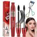 HONGJIANV 4D Lengthening Curling Mascara 4D Black Waterproof Silk Fiber Lash Mascara 2 in1 5x Longer Waterproof Mascara 2 In 1 Black Mascara Double Headed 2 Effect (2PCS)