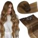 LAAVOO Extensions real hair clip in brown balayage real hair extensions clip 30cm clip in extensions real hair remy human hair medium brown balayage light brown dark blonde dark blonde 5pcs 70g #6/8/14 30cm-70g 1.4 #6/8/14