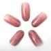 Novo Ovo Medium-Length Oval Almond Dark Pink & Gold Glitter French Tip Press-On Nails | Chrome Artificial Fingernails | Easy Sticking with Glue - Buy Online on GoSupps.com
