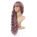 26 inch Pink Wavy Wig with Air Bangs - Heat Resistant Synthetic Hair Replacement for Women - Perfect for Party and Cosplay - Buy Online on GoSupps.com