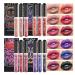 12 Pcs Matte Liquid Lipstick Set Lip Makeup  Glitter Diamond Shining Lip gloss 24 Hour Long Lasting Waterproof Halloween Makeup Lipsticks Gift Set for Women