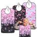 Adult Bibs for Women Washable Reusable - Waterproof Adult Bibs for Eating with Crumb Catcher - Adjustable Dining Clothing Protectors for Adults Seniors Elderly (Cherry Blossoms - 3 PCS)