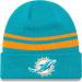 New Era Unisex-Adult NFL Official Sport Knit Classic Striped Knit Beanie Cold Weather Hat Miami Dolphins