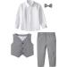 Mint Green Baby Boys Wedding Suit 3pcs Herringbone Tweed Outfit | Christening Clothes Set 3-4 Years Dark Gray - Buy Online on GoSupps.com