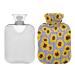 Hot Water Bottle 2L with Cover Sunflower Blue Buffalo Plaid Flower Floral Hot Water Bag for Pain Relief Hand Feet Warmer Winter