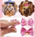 30PCS Pink Dog Hair Bows with Rubber Bands - Cute Hair Bowknots for Female Dogs - Grooming Accessories - Buy Online on GoSupps.com