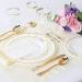 175Pcs Gold Plastic Dinnerware Set for 25 Guests Disposable Lace Plates for Party Includes: 25 Dinner Plates 25 Dessert Plates 25 Gold Silverware Set 25 Cups 25 Napkins - Buy Online on GoSupps.com