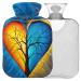 Naanle tree of life in the heart hot water bottle with reference transparent hot water bottle Handfoot Warmer Heading bag for pain relief heat and cold therapy 1L