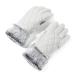 accsa Women Winter Ski Glove Waterproof 3M Thinsulate Warm Windproof Gray-White with Gray Fur Medium