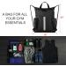 Drawstring Backpack Sports Gym Bag With Shoe Compartment and Two Water Bottle Holder Black 16" x 19.5" - Buy Online on GoSupps.com