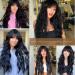 EMMOR Black Wavy Long Curly Wig with Bangs - Heat Resistant Synthetic Fiber, Natural Look - Buy Online on GoSupps.com