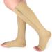 Ailaka Medical Compression Socks with Zipper Knee High 15-20 mmHg Compression Socks for Women Men Open Toe Support Socks for Varicose Veins Edema Recovery Pregnant Nurse 3X-Large (1 Pair) Beige